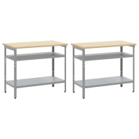 Produktbild för Arbetsbänkset med hylla 2 pcs Beige och Grå 200 x 55 x 85 cm