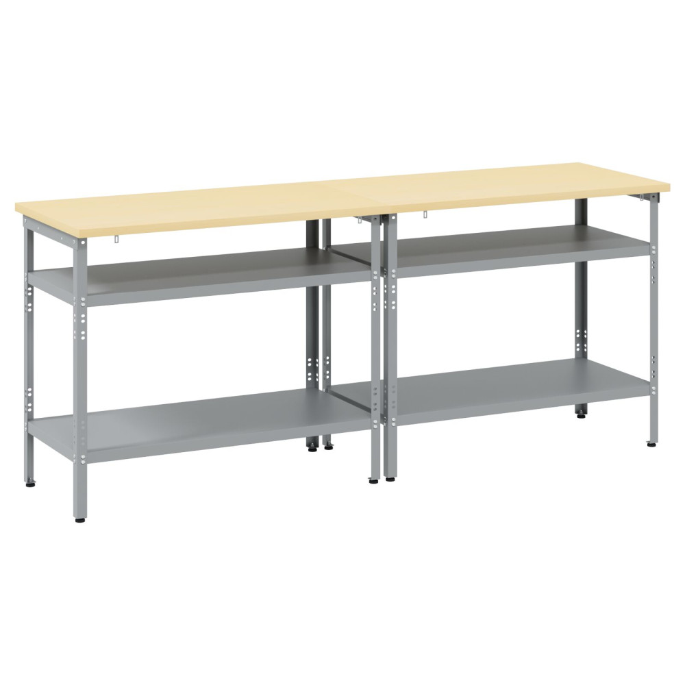 Produktbild för Arbetsbänkset med hylla 2 pcs Beige och Grå 200 x 55 x 85 cm