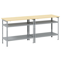 Produktbild för Arbetsbänkset med hylla 2 pcs Beige och Grå 200 x 55 x 85 cm