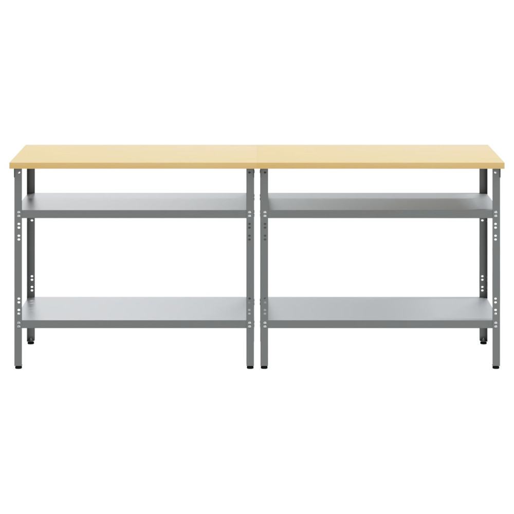 Produktbild för Arbetsbänkset med hylla 2 pcs Beige och Grå 200 x 55 x 85 cm