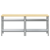Produktbild för Arbetsbänkset med hylla 2 pcs Beige och Grå 200 x 55 x 85 cm