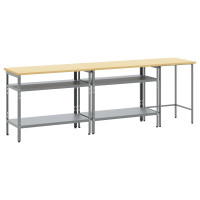 Produktbild för Arbetsbänkset med hylla 3 pcs Beige och Grå Pulverlackerat stål