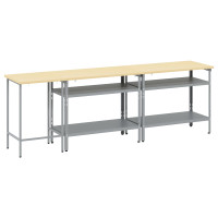 Produktbild för Arbetsbänkset med hylla 3 pcs Beige och Grå Pulverlackerat stål