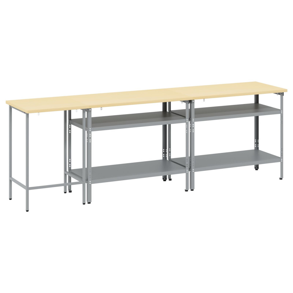 Produktbild för Arbetsbänkset med hylla 3 pcs Beige och Grå Pulverlackerat stål