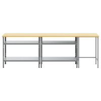 Produktbild för Arbetsbänkset med hylla 3 pcs Beige och Grå Pulverlackerat stål