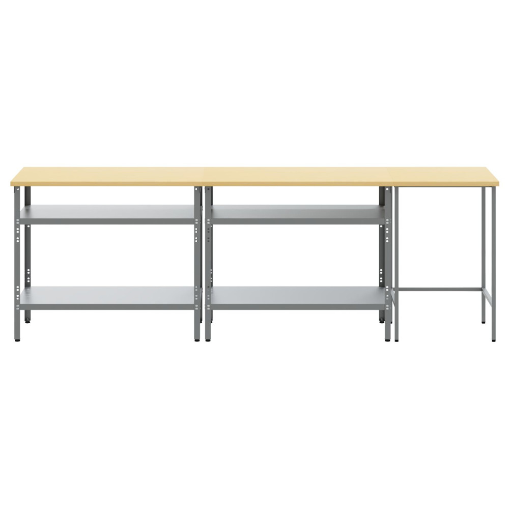 Produktbild för Arbetsbänkset med hylla 3 pcs Beige och Grå Pulverlackerat stål
