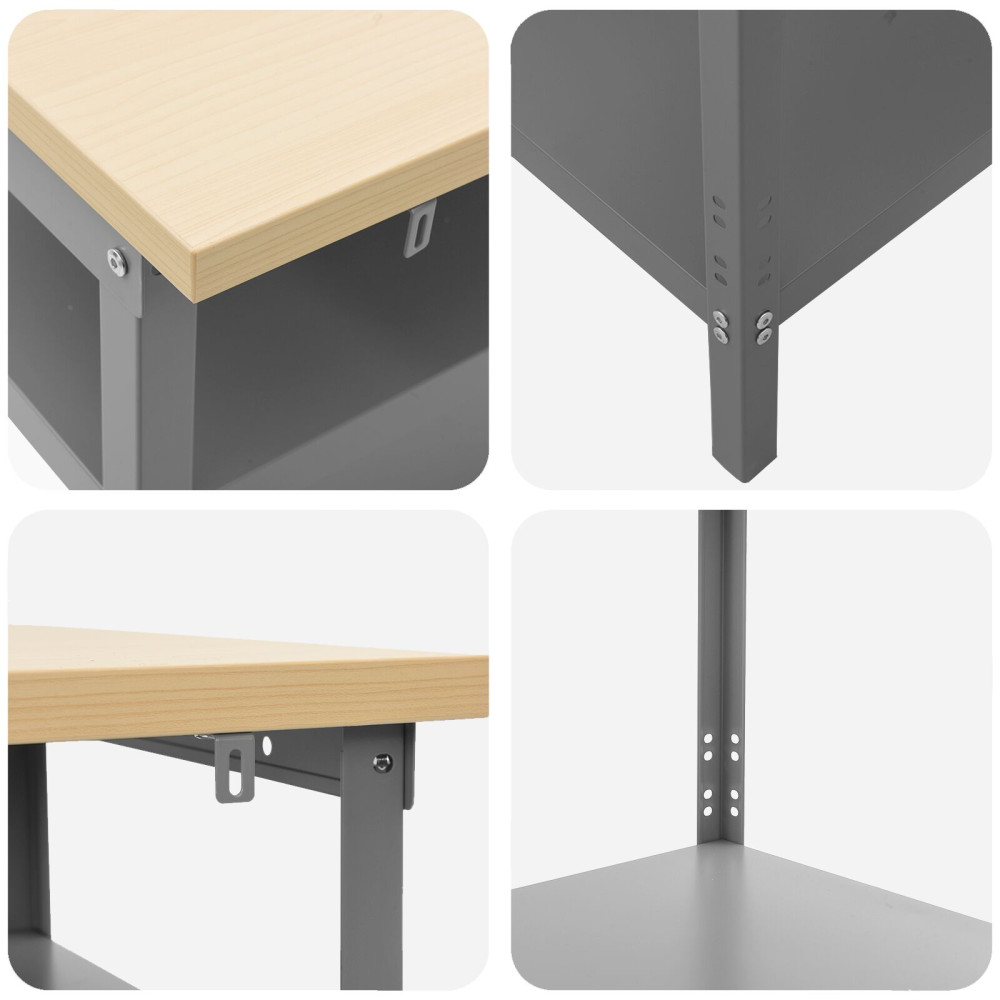 Produktbild för Arbetsbänkset med hylla 3 pcs Beige och Grå Pulverlackerat stål
