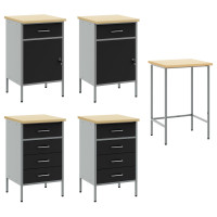 Produktbild för Arbetskabinett Set med låda med lagring 5 pcs Svart och Grå