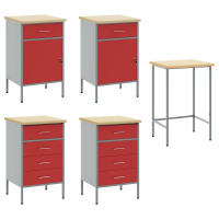 Produktbild för Arbetskabinett Set med låda med lagring 5 pcs Röd och Grå