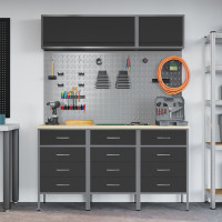 Produktbild för Arbetskabinett Set med låda med lagring 8 st Svart