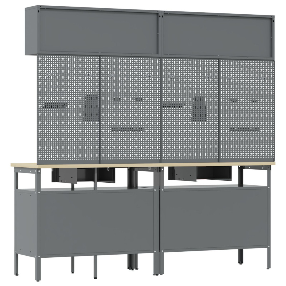 Produktbild för Arbetsbänkset med låda 8 pcs Svart och Grå Pulverlackerat stål