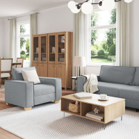 Produktbild för Soffa 3 pcs Ljusgrå 220 x 80 x 84 cm Linnenblandad tyg