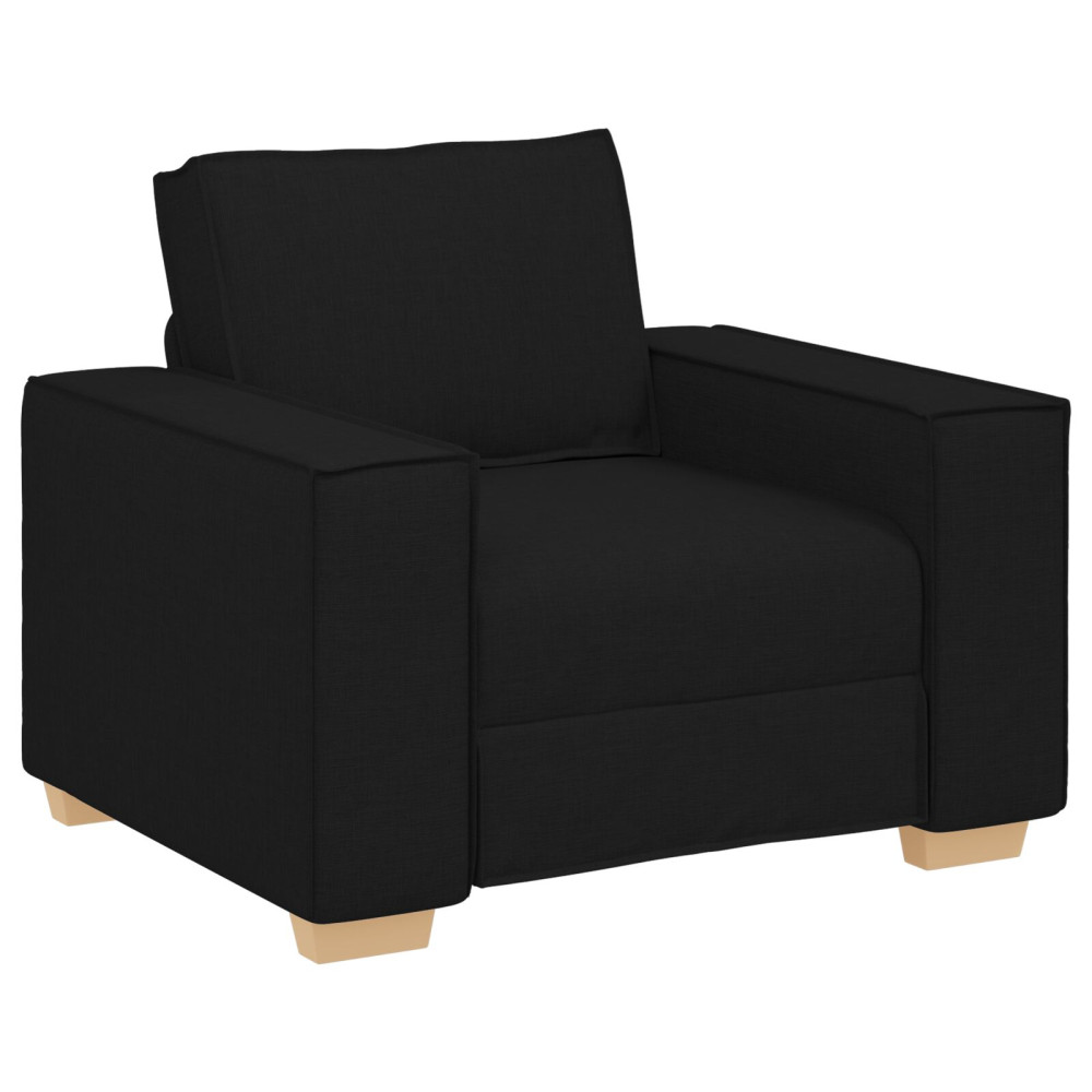 Produktbild för Soffa 3 pcs Svart 220 x 80 x 84 cm Linnenblandad tyg