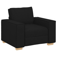 Produktbild för Soffa 3 pcs Svart 220 x 80 x 84 cm Linnenblandad tyg