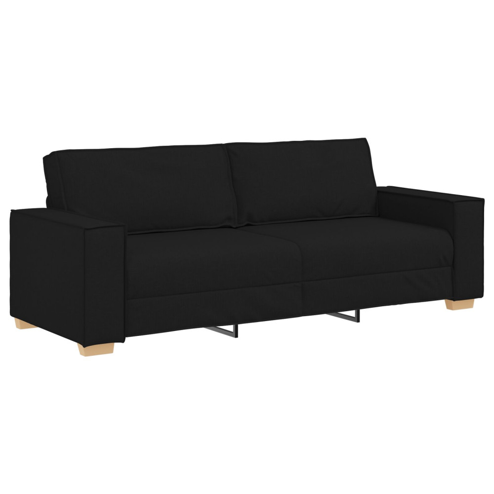 Produktbild för Soffa 3 pcs Svart 220 x 80 x 84 cm Linnenblandad tyg
