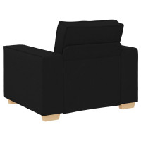 Produktbild för Soffa 3 pcs Svart 220 x 80 x 84 cm Linnenblandad tyg