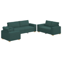Produktbild för Soffa 3 pcs Mörkgrön 220 x 80 x 84 cm Linnenblandad tyg