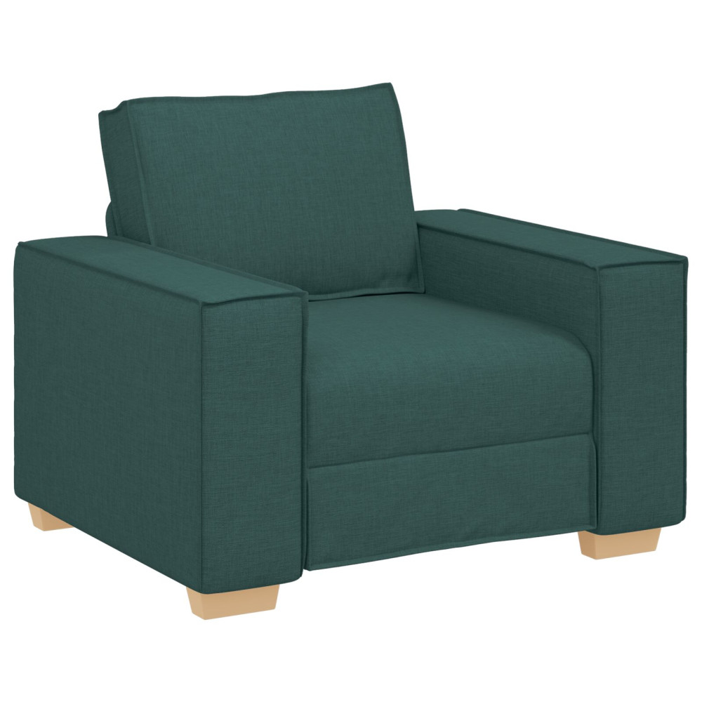 Produktbild för Soffa 3 pcs Mörkgrön 220 x 80 x 84 cm Linnenblandad tyg