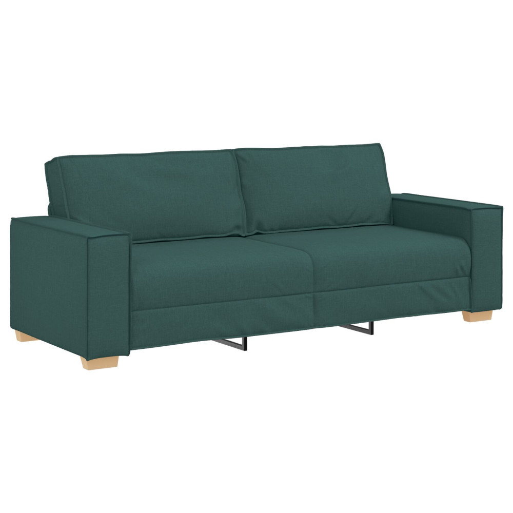 Produktbild för Soffa 3 pcs Mörkgrön 220 x 80 x 84 cm Linnenblandad tyg