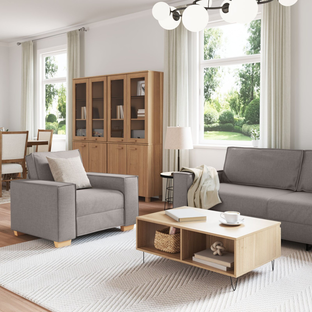 Produktbild för Soffa 3 pcs Taupe 220 x 80 x 84 cm Linnenblandad tyg