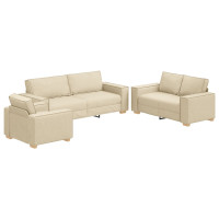 Produktbild för Soffa 3 pcs Kräm 220 x 80 x 84 cm Linnenblandad tyg