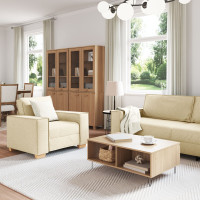 Produktbild för Soffa 3 pcs Kräm 220 x 80 x 84 cm Linnenblandad tyg