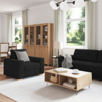 Produktbild för Soffa 3 pcs Svart 221 x 80 x 80 cm Linnenblandad tyg