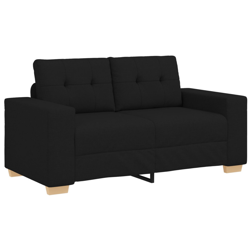 Produktbild för Soffa 3 pcs Svart 221 x 80 x 80 cm Linnenblandad tyg
