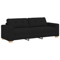 Produktbild för Soffa 3 pcs Svart 221 x 80 x 80 cm Linnenblandad tyg