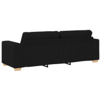 Produktbild för Soffa 3 pcs Svart 221 x 80 x 80 cm Linnenblandad tyg