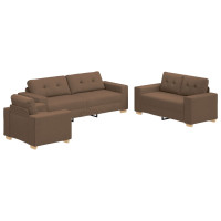 Produktbild för Soffa 3 pcs Brun 221 x 80 x 80 cm Linnenblandad tyg