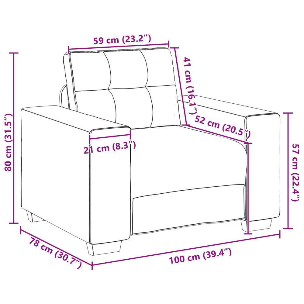 Produktbild för Soffset 3 pcs Kräm 221 x 80 x 80 cm Sammet
