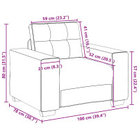 Produktbild för Soffset 3 pcs Kräm 221 x 80 x 80 cm Sammet