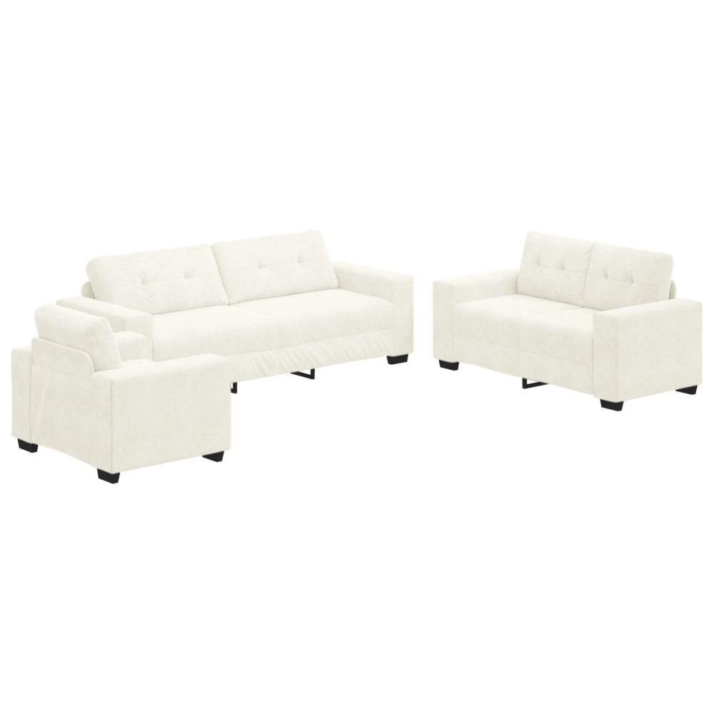 Produktbild för Soffset 3 pcs Kräm 221 x 80 x 80 cm Sammet