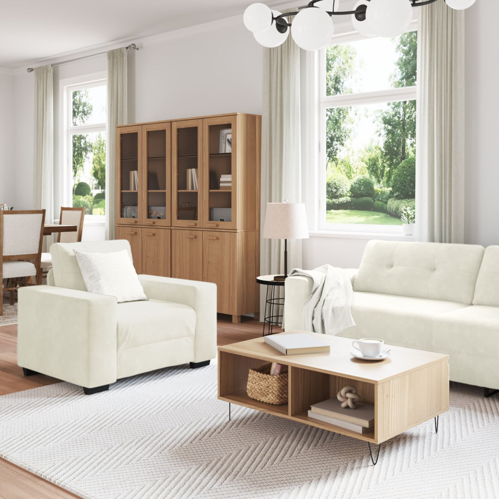 Produktbild för Soffset 3 pcs Kräm 221 x 80 x 80 cm Sammet