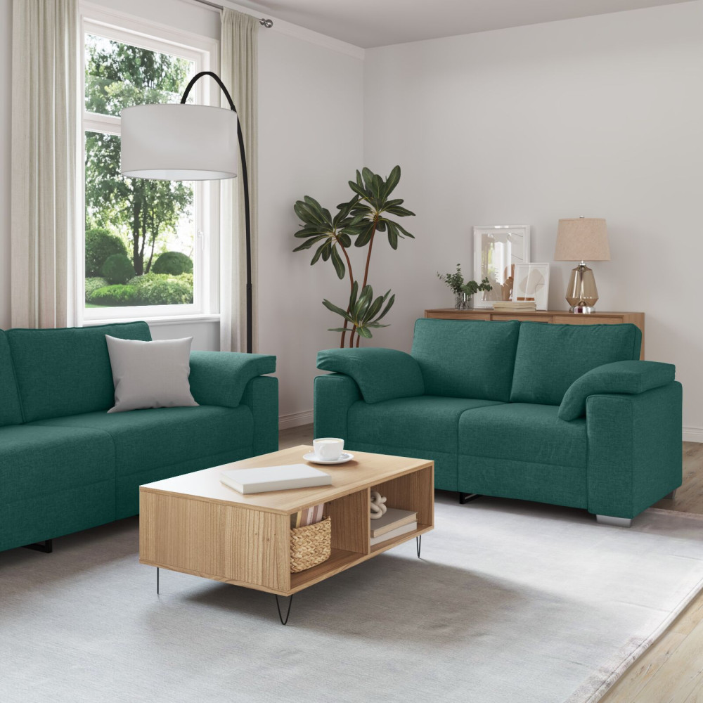 Produktbild för Soffa 2 pcs Mörkgrön 219 x 80 x 82 cm tyg