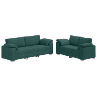 Produktbild för Soffa 2 pcs Mörkgrön 219 x 80 x 82 cm tyg