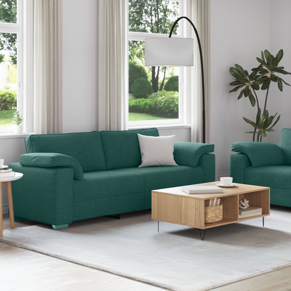Produktbild för Soffa 2 pcs Mörkgrön 219 x 80 x 82 cm tyg