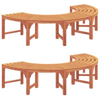 Produktbild för Trädbänk 2 pcs Naturfärg 160 x 80 x 45cm Massiv Eukalyptus Trä