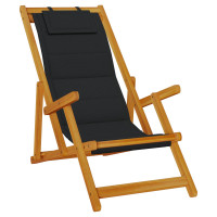 Produktbild för Strandstol med kudde 2 pcs Brun Massivt Akaciaträ