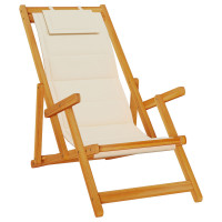 Produktbild för Strandstol med kudde 2 pcs Brun Massivt Akaciaträ