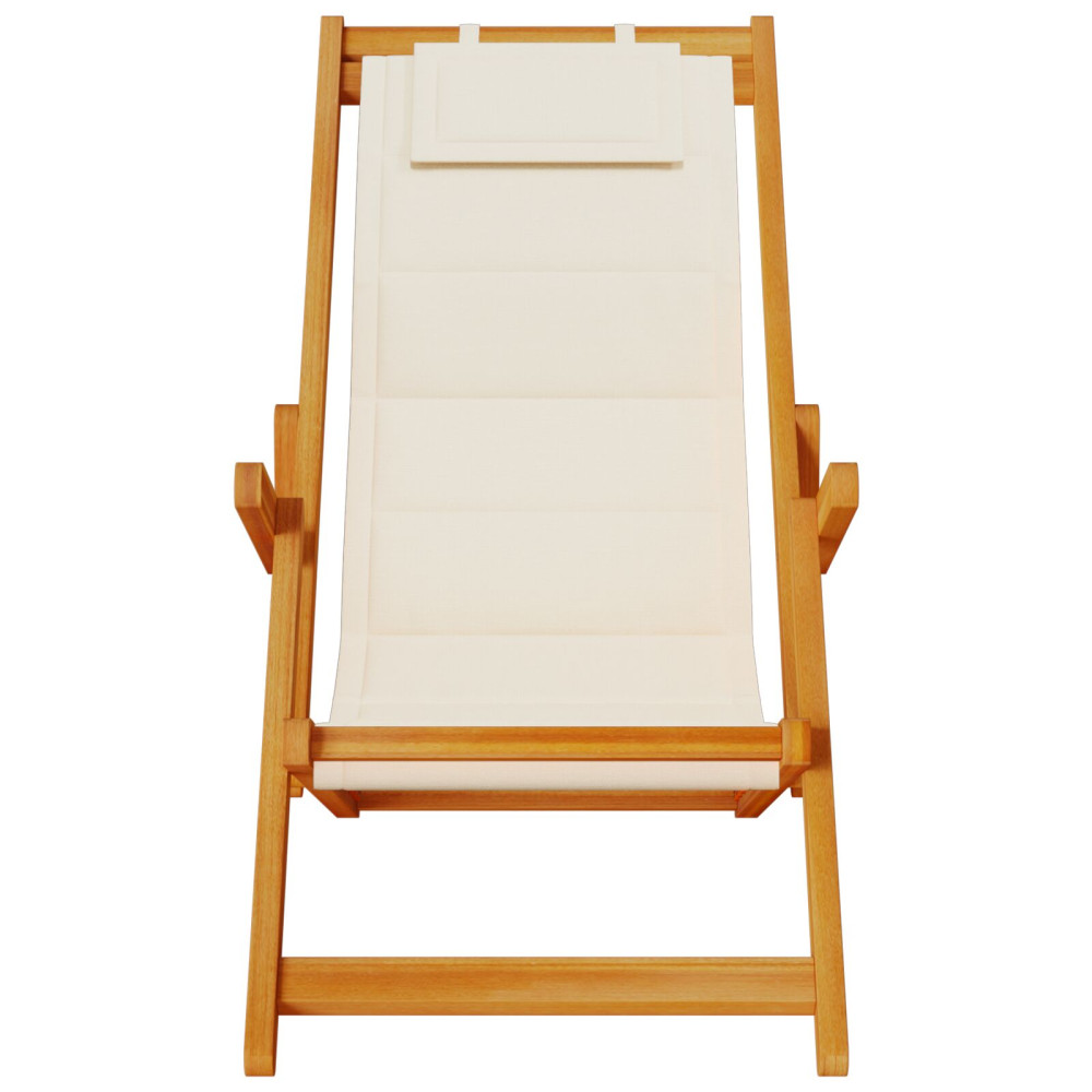 Produktbild för Strandstol med kudde 2 pcs Brun Massivt Akaciaträ