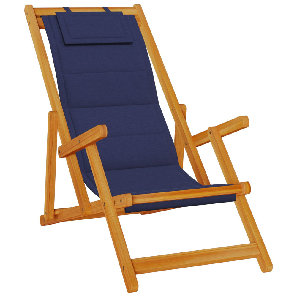 Produktbild för Strandstol med kudde 2 pcs Brun Massivt Akaciaträ