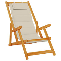 Produktbild för Strandstol med kudde 2 pcs Brun Massivt Akaciaträ