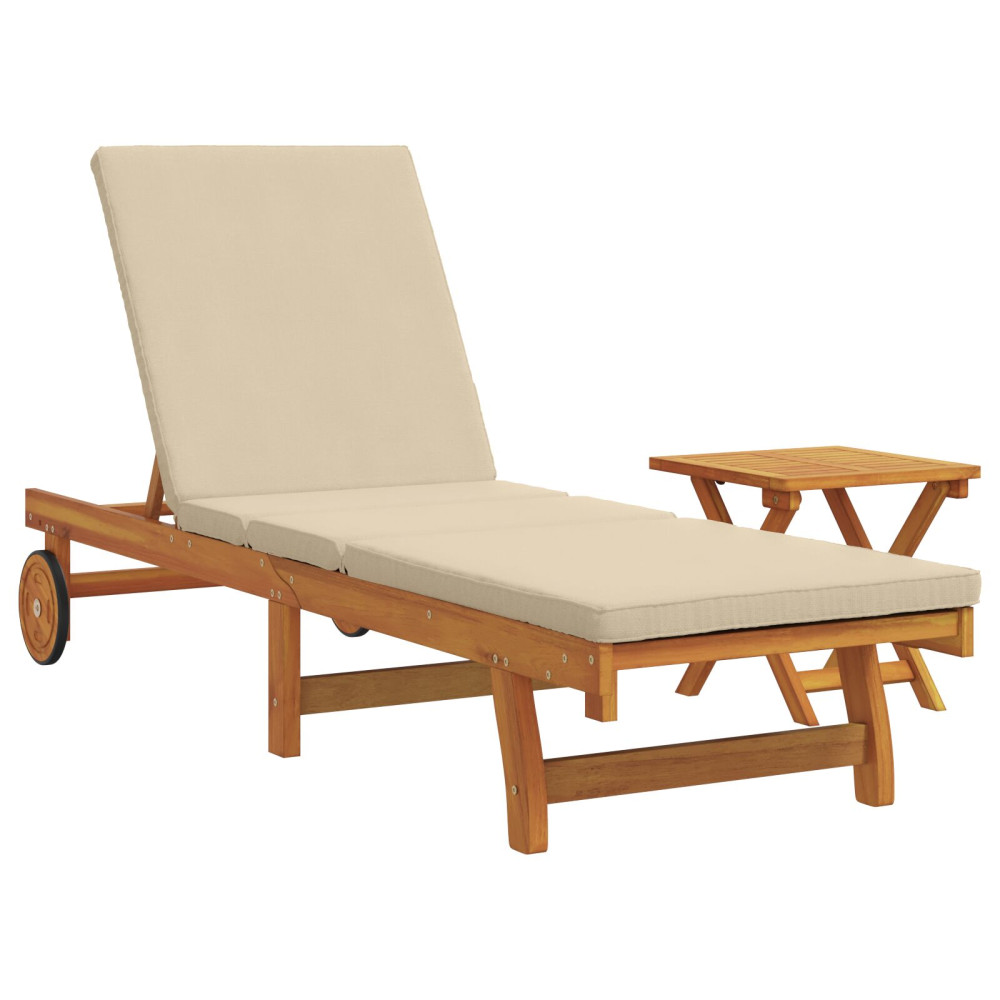 Produktbild för Solstol Reclining 1-person 2 pcs Brun Massivt Akaciaträ