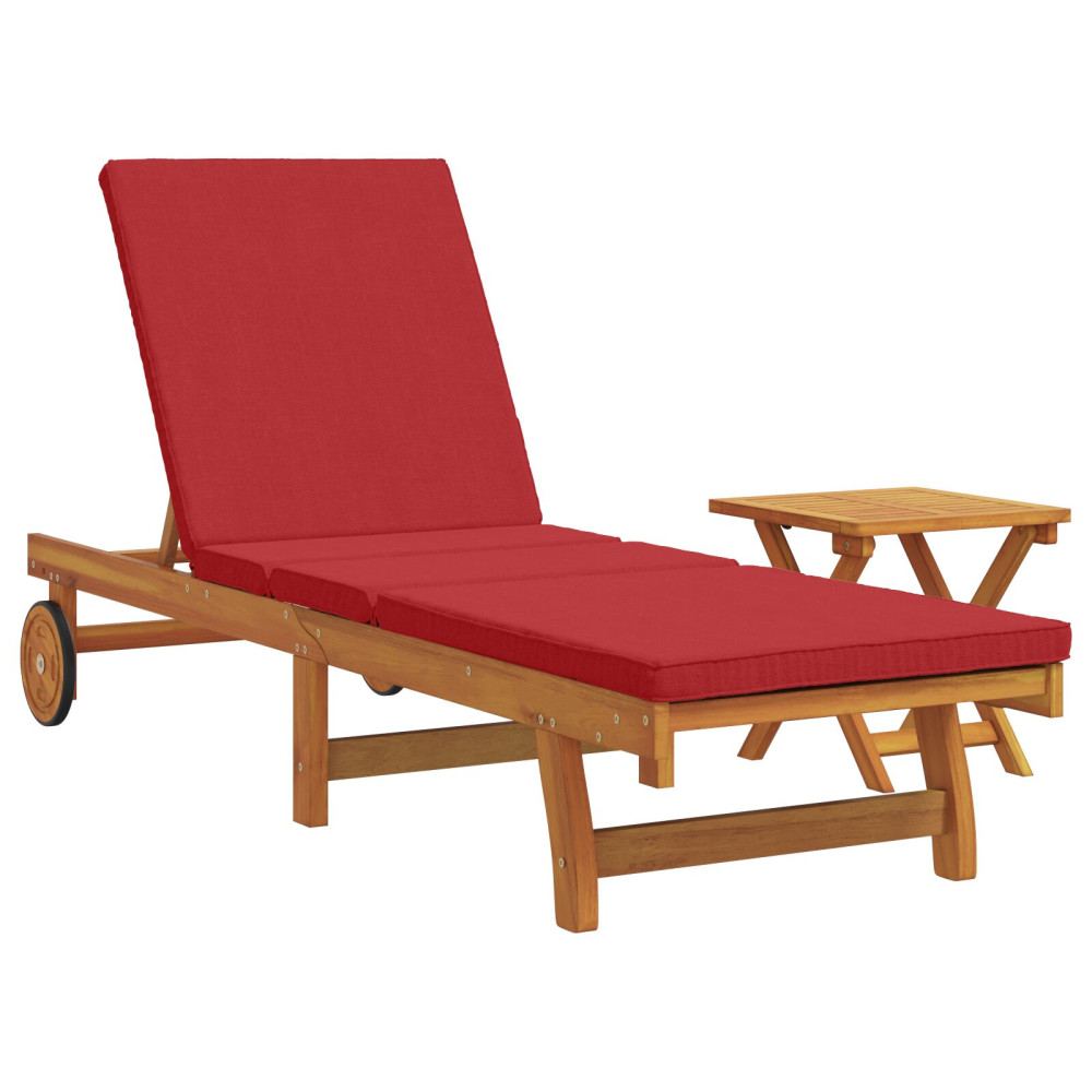 Produktbild för Solstol Reclining 1-person 2 pcs Brun Massivt Akaciaträ