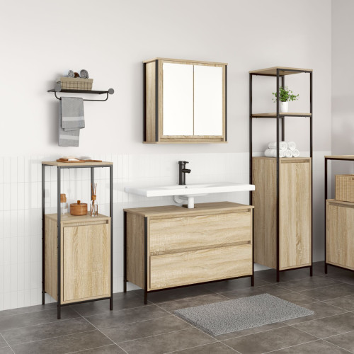 vidaXL Badrumsmöbelset med låda 3 pcs Sonoma-ek Konstruerat trä