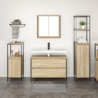 Produktbild för Badrumsmöbelset med låda 3 pcs Sonoma-ek Konstruerat trä