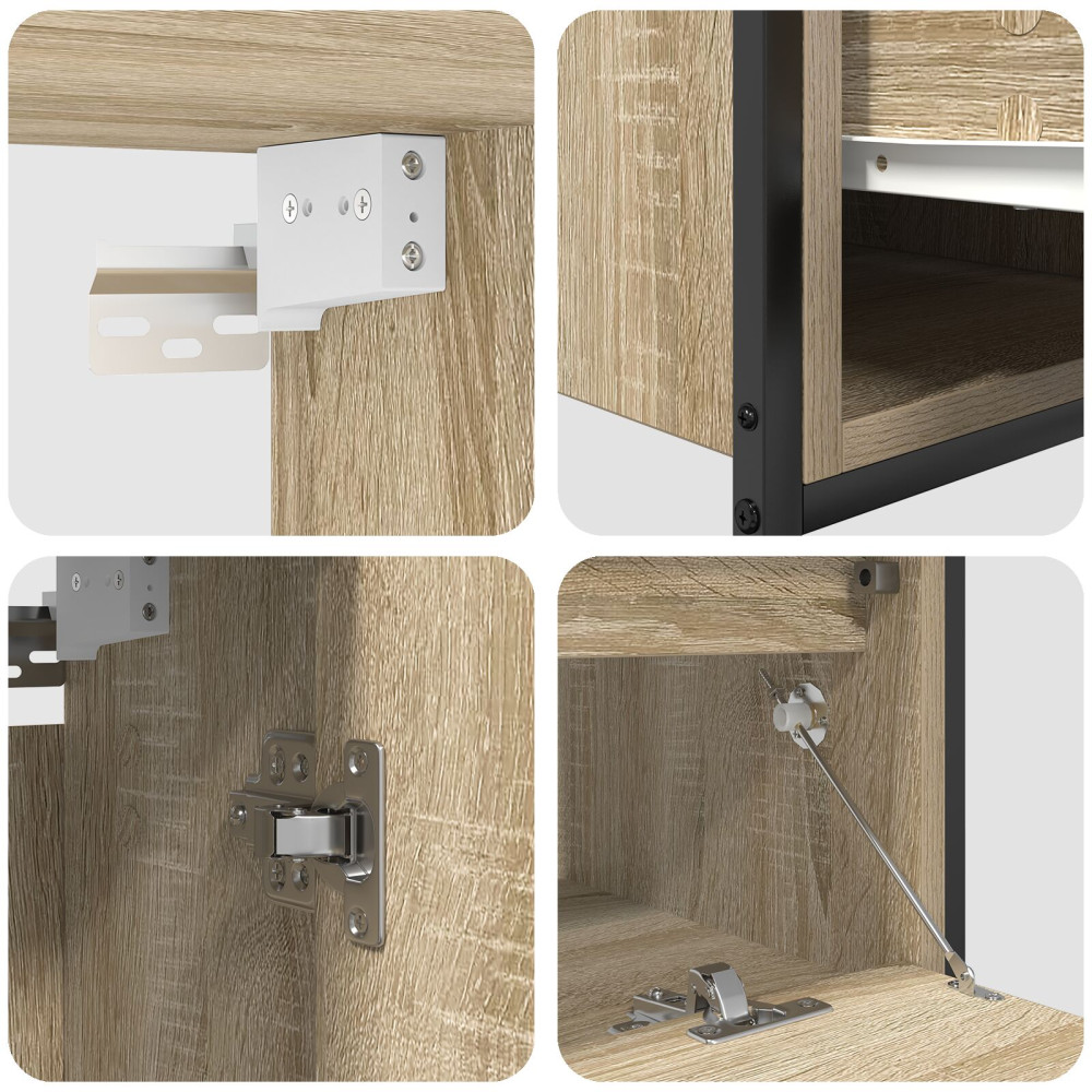 Produktbild för Badrumsmöbelset med hylla med dörr 5 pcs Beige Konstruerat trä