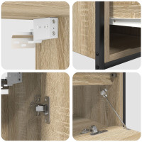 Produktbild för Badrumsmöbelset med hylla med dörr 5 pcs Beige Konstruerat trä